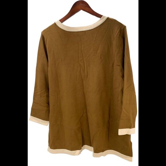 Attitudes by Renee Contrast Piping Sweater Safari Chic - Regular - Picture 2 of 2